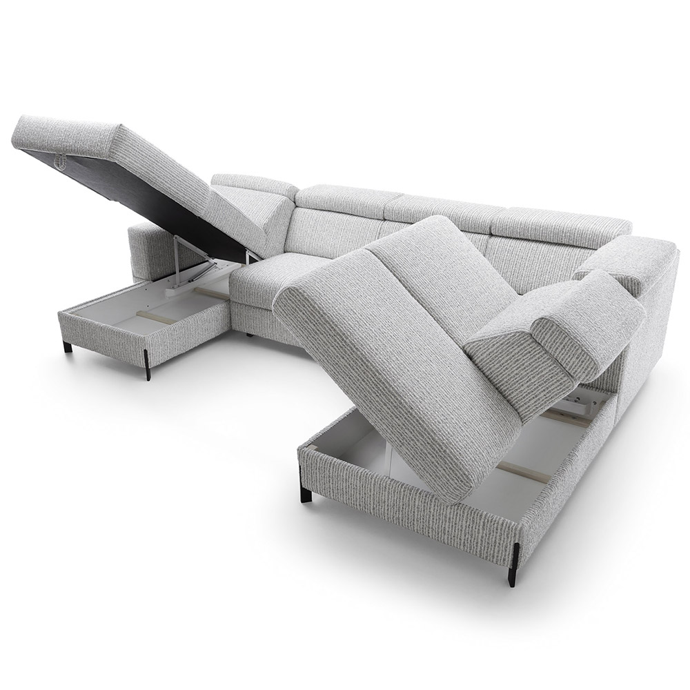 Sedací souprava ULISES U | 179x331x225 | rozkládací + úložný prostor | VÝBĚR TKANIN a NOŽIČEK