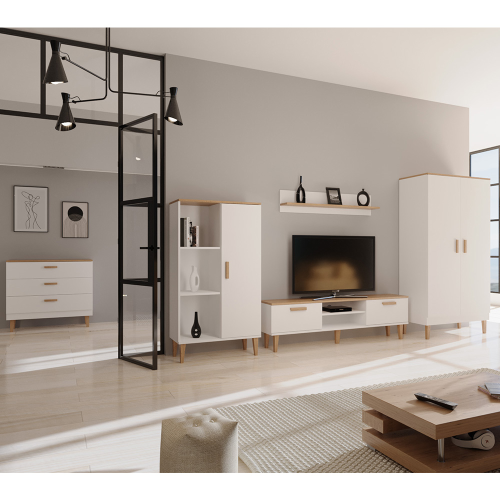 Denver KOT | šatní skříň | bílá/hikora