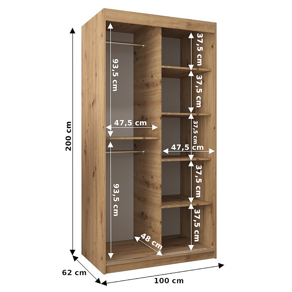 Šatní skříň Tokyo 1 | 100 cm | bílá/artisan