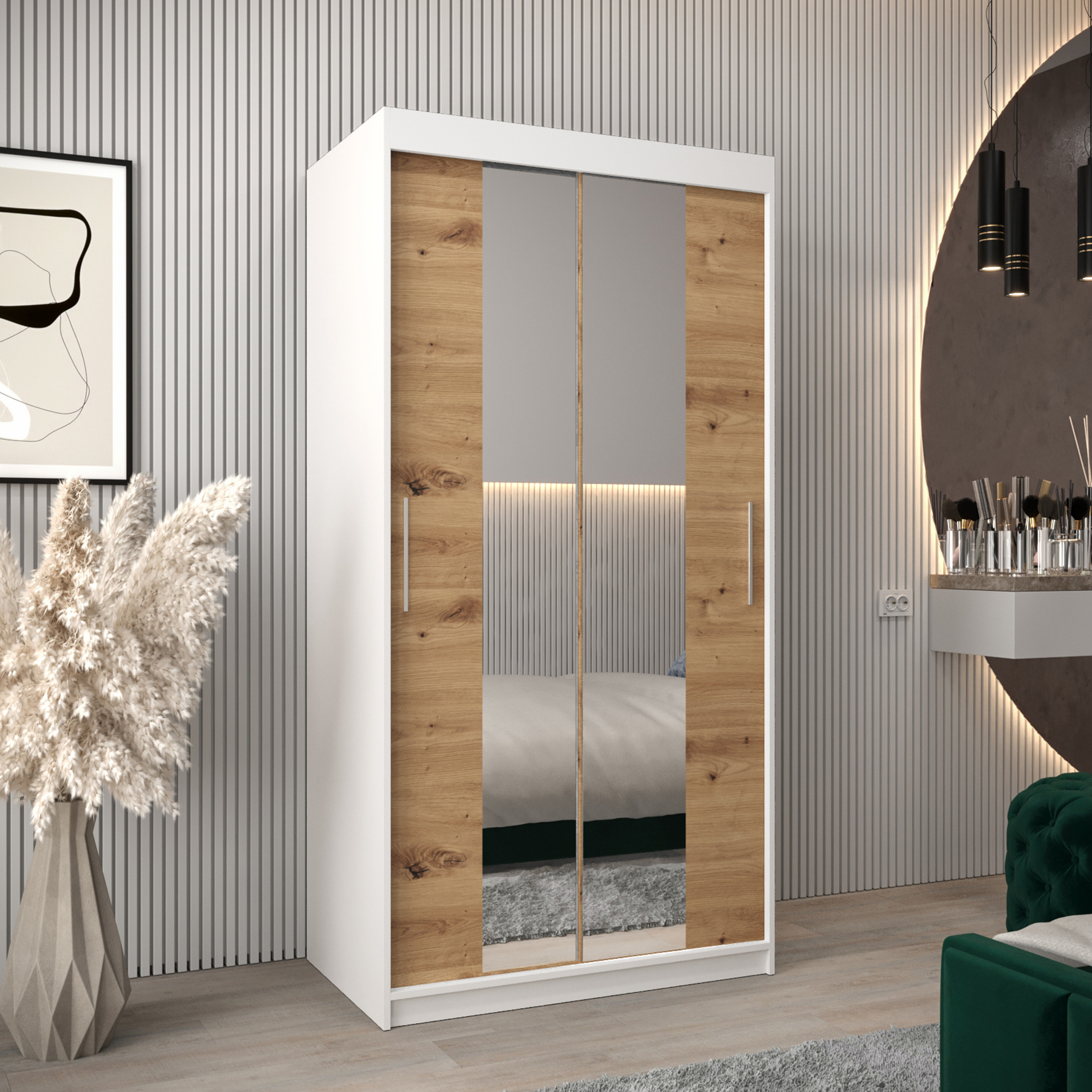 Šatní skříň Tokyo 1 | 100 cm | bílá/artisan