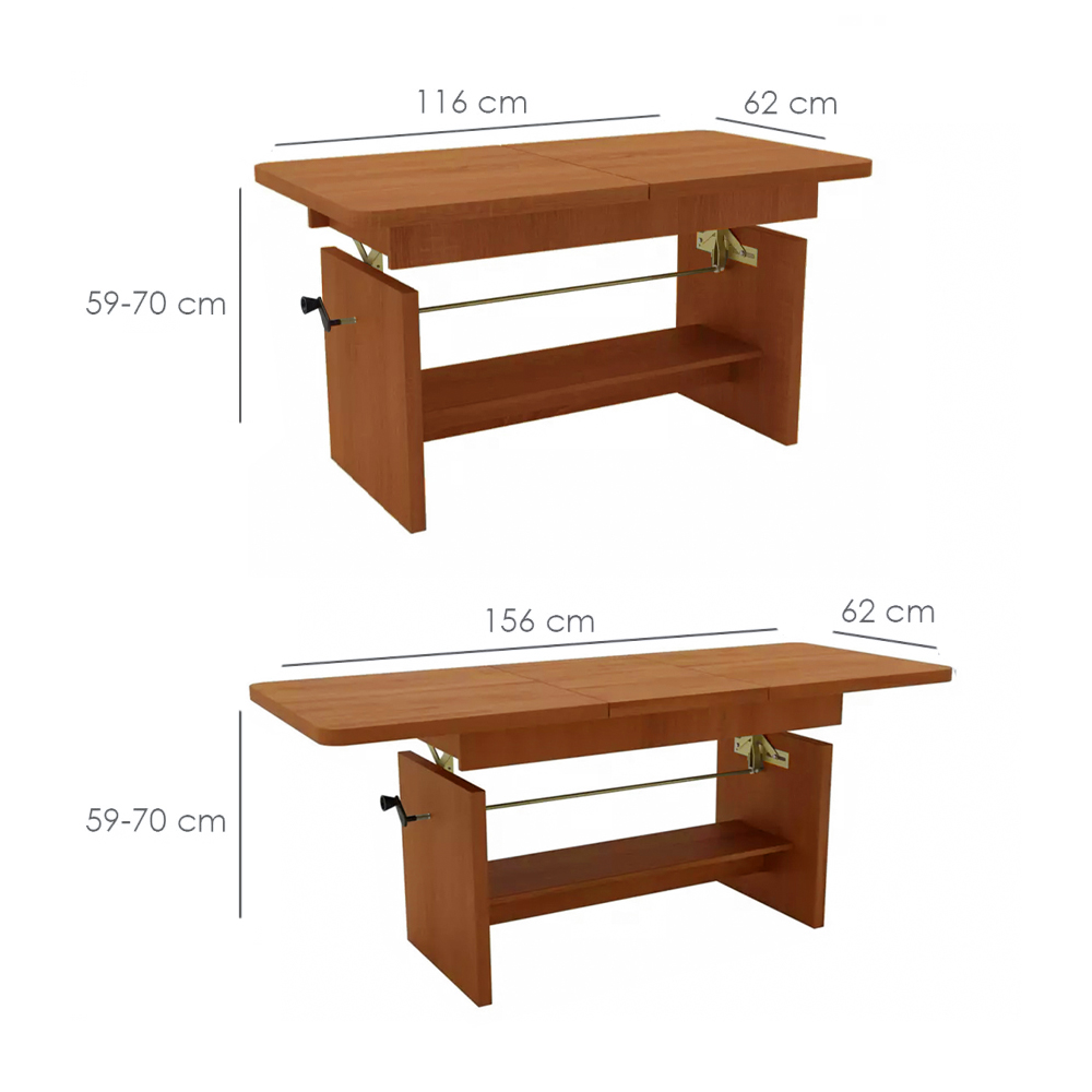 Konferenční stolek JANEK 2v1 | rozkládací 116-156 cm | dub stoletý
