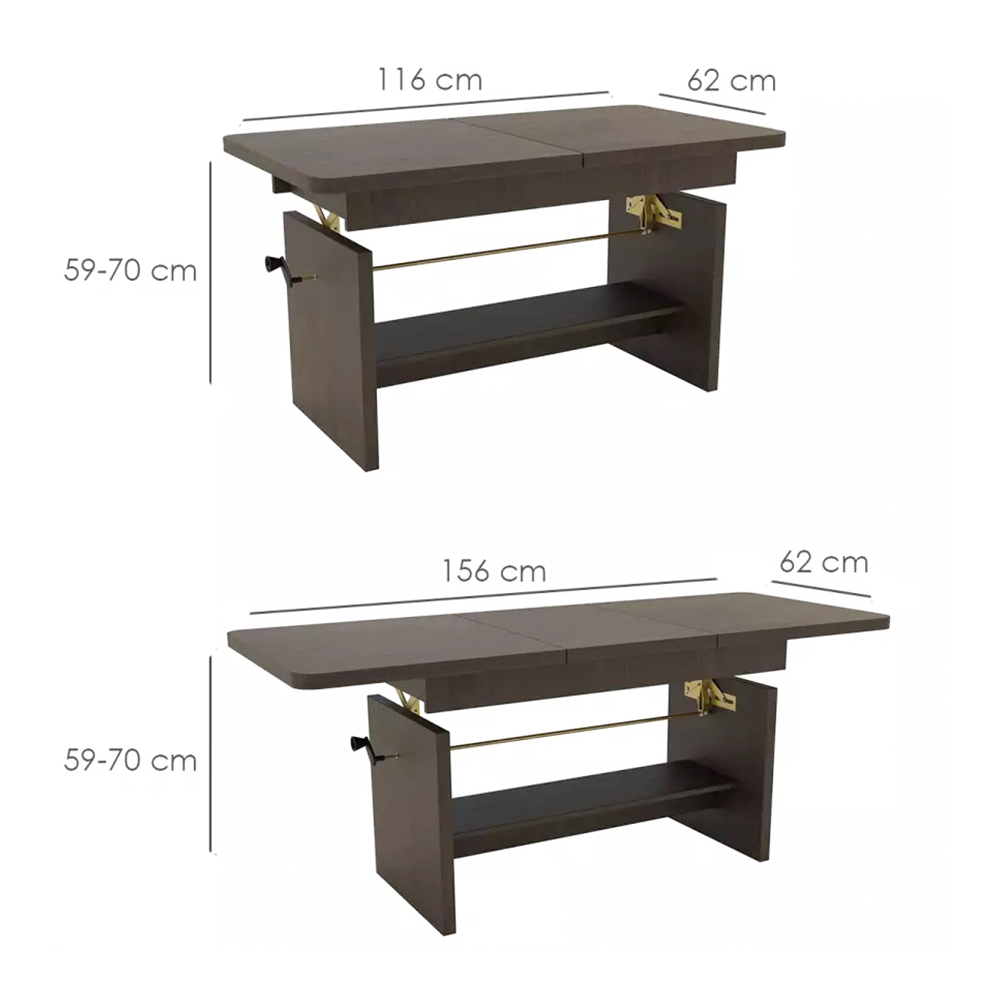 Konferenční stolek JANEK 2v1 | rozkládací 116-156 cm | jasan tmavý