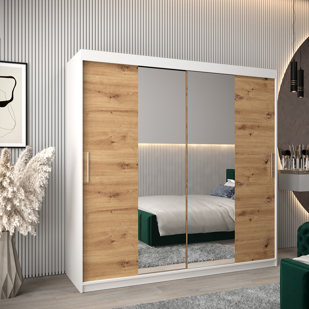 Šatní skříň Tokyo 1 | 200 cm | bílá/artisan