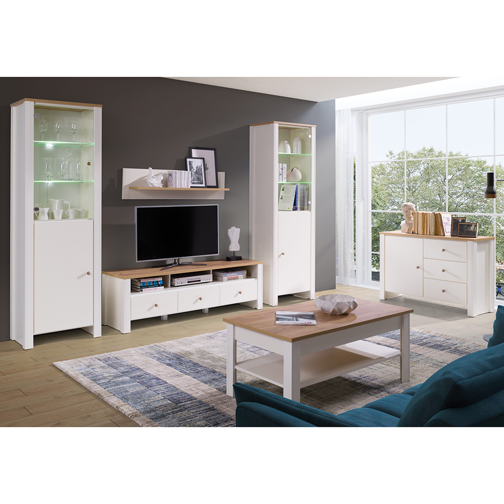 BERG | TV stolek 15 | 112 cm | krémová/dub zlatý