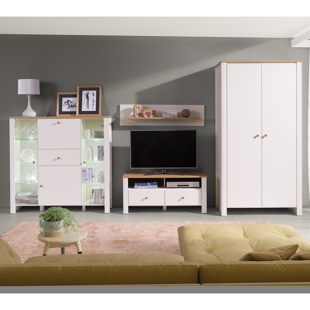 BERG | TV stolek 15 | 112 cm | krémová/dub zlatý