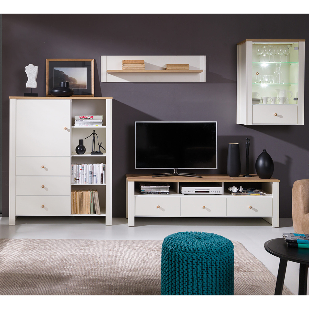 BERG | TV stolek 15 | 112 cm | krémová/dub zlatý