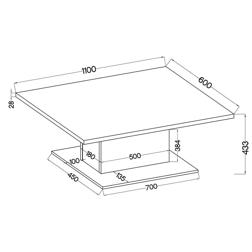 Konferenční stolek DENVERA | 110x60 cm | sonoma