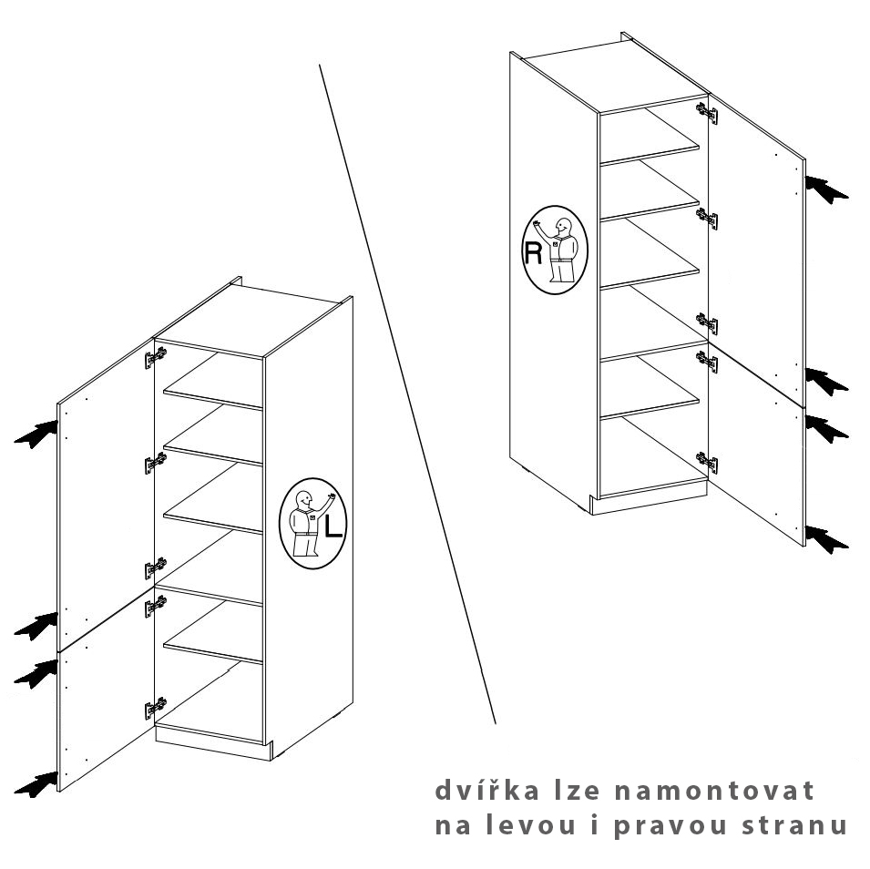 EKO WHITE | vysoká skřínka 60DK-210 2F potravinová | 60 cm | bílá mat