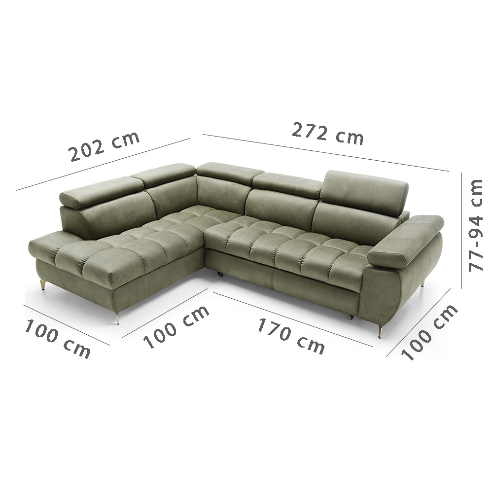 Sedací souprava LUGANO II | 202x272 | rozkládací + úložný prostor | VÝBĚR TKANIN a NOŽIČEK