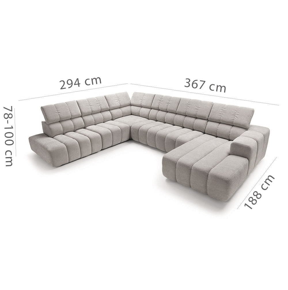 Sedací souprava ZURICH U | 294x367x188 cm | rozkládací + bez úložného prostoru | VÝBĚR TKANIN