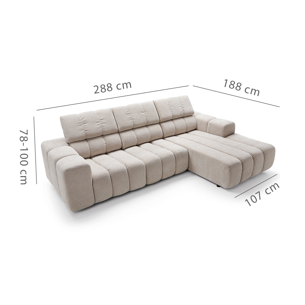 Sedací souprava ZURICH L | 288x188 cm | bez funkce | VÝBĚR TKANIN