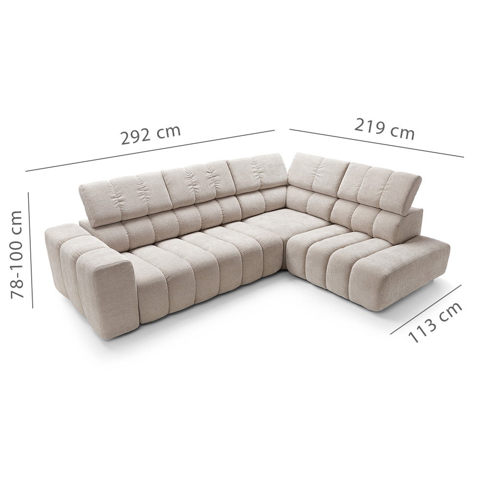 Sedací souprava ZURICH L | 292x219 cm | nerozkládací + bez úložného prostoru | VÝBĚR TKANIN