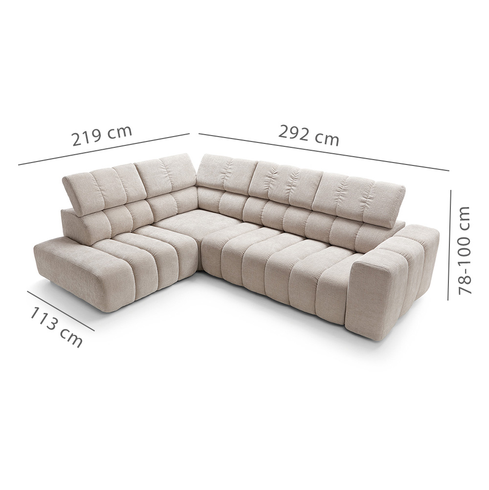 Sedací souprava ZURICH L | 219x292 cm | nerozkládací + bez úložného prostoru | VÝBĚR TKANIN