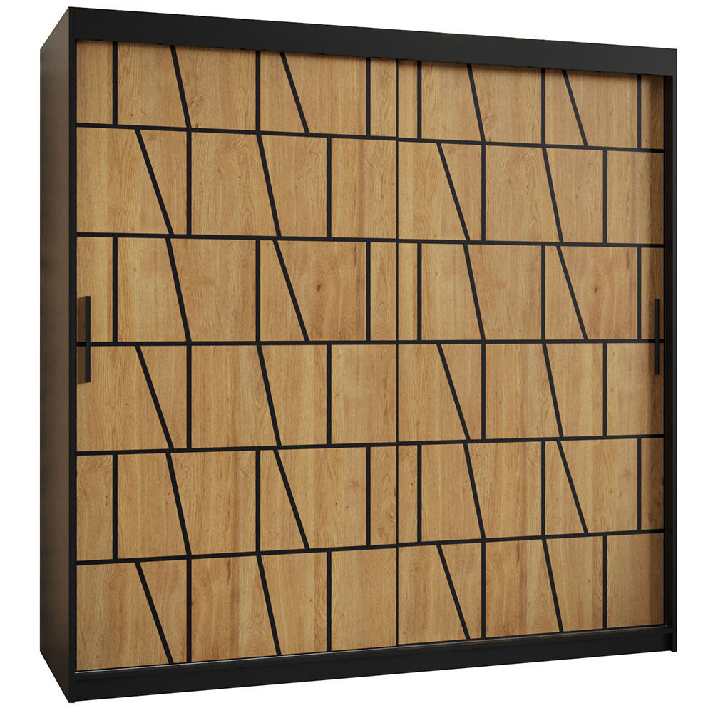 Šatní skříň Lima 1 | 180 cm | černá/jasan