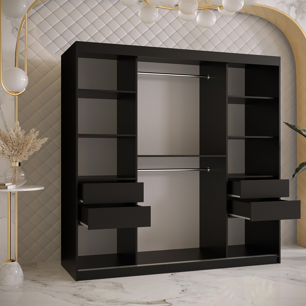 Šatní skříň Lima 1 | 180 cm | černá/jasan