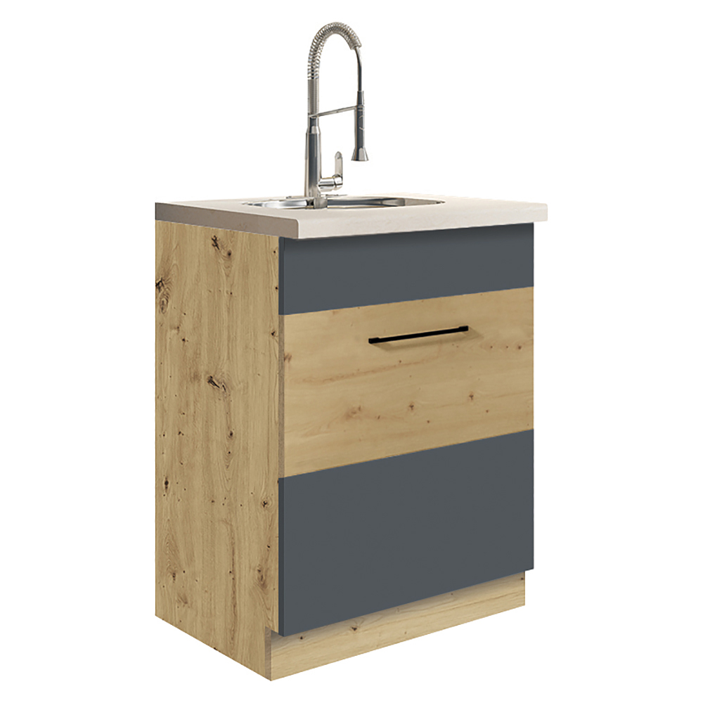 INFINITY s | dolní skříňka 11D dřezová | 60 cm | artisan/šedá mat