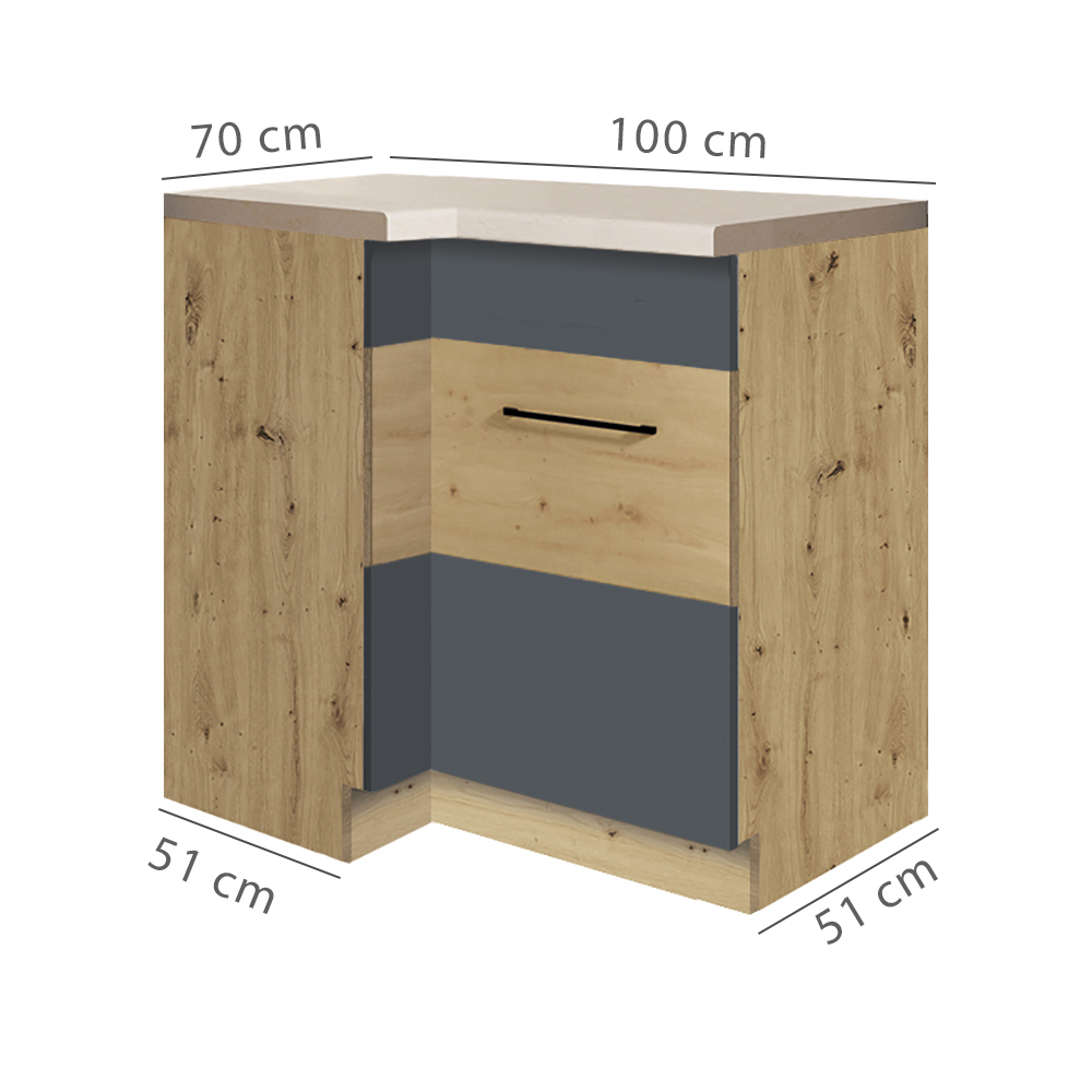INFINITY s | dolní skříňka 14D P | 70x100 cm | artisan/šedá mat
