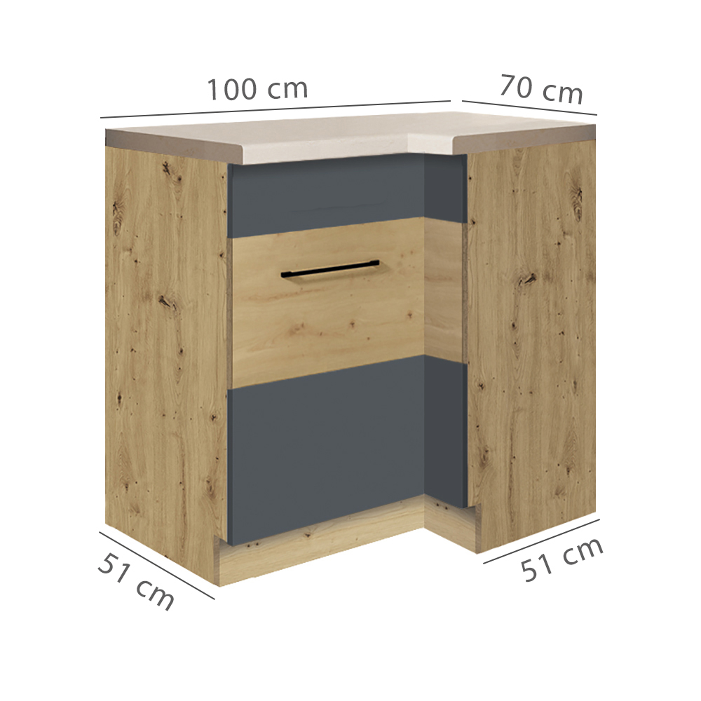 INFINITY s | dolní skříňka 15D L | 100x70 cm | artisan/šedá mat