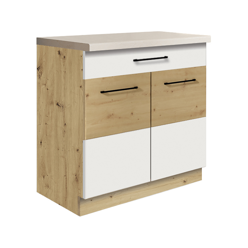 INFINITY b | dolní skříňka 6D | 80 cm | artisan/bílá lesk | VÝBĚR KOVÁNÍ