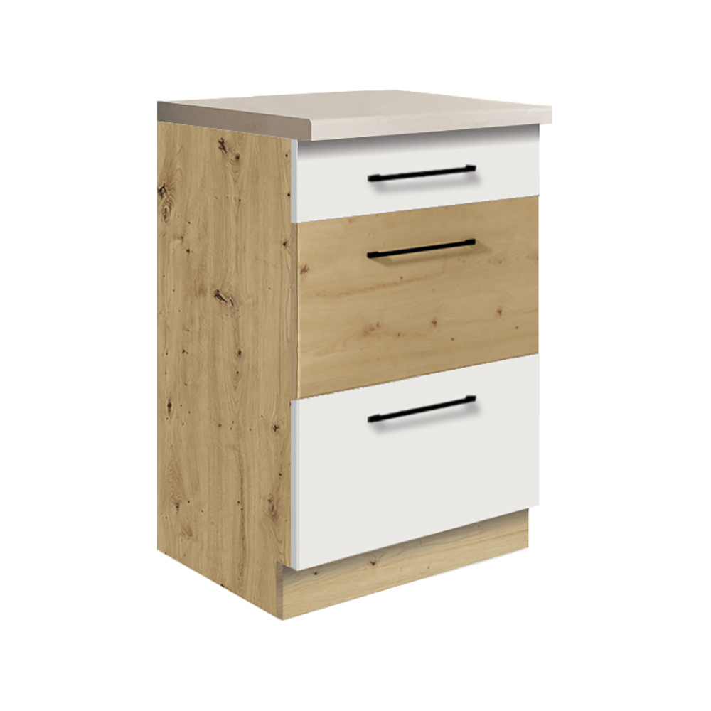 INFINITY b | dolní skříňka 9D | 50 cm | artisan/bílá lesk | VÝBĚR KOVÁNÍ