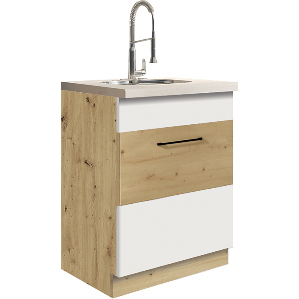 INFINITY b | dolní skříňka 11D dřezová | 60 cm | artisan/bílá lesk