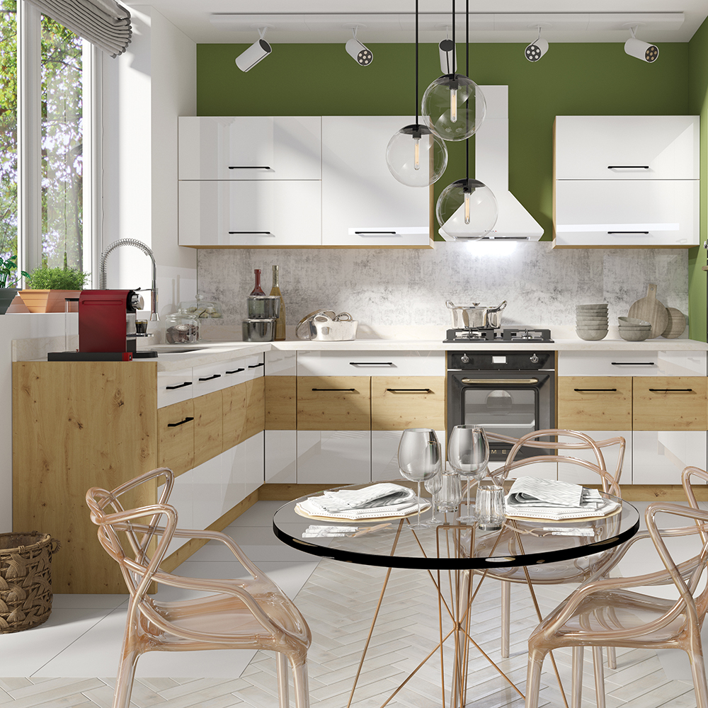 INFINITY b | dolní skříňka 12D 80 dřezová | 80 cm | artisan/bílá lesk