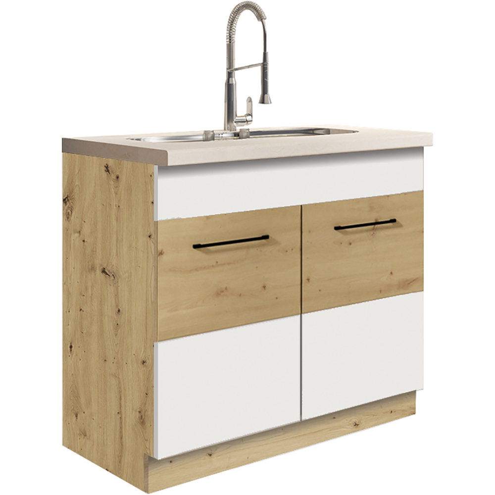 INFINITY b | dolní skříňka 13D dřezová | 90 cm | artisan/bílá lesk