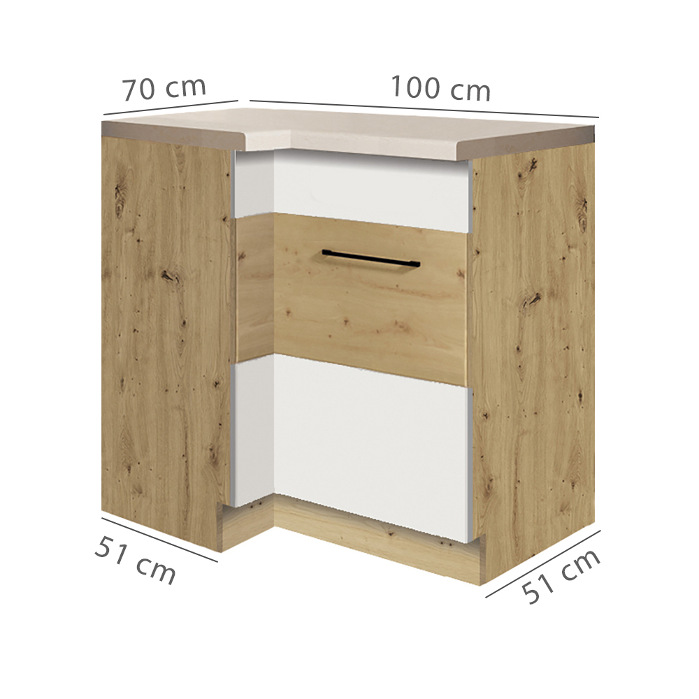 INFINITY b | dolní skříňka 14D P | 70x100 cm | artisan/bílá lesk