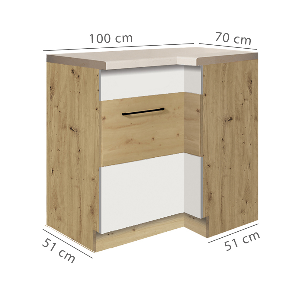 INFINITY b | dolní skříňka 15D L | 100x70 cm | artisan/bílá lesk