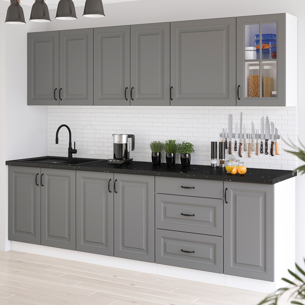 STILO bs | dolní skříňka 60D 3S zásuvková | 60 cm | bílá/šedá