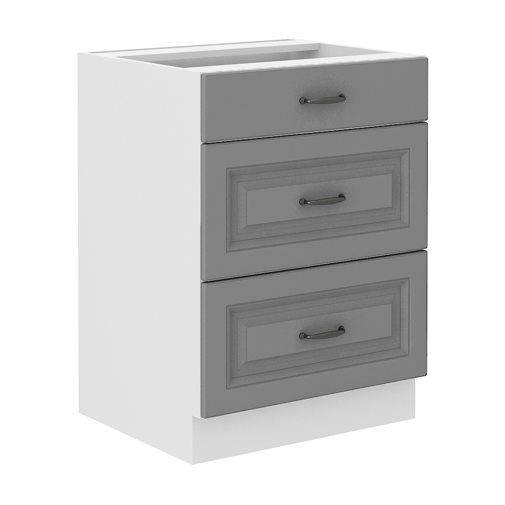 STILO bs | dolní skříňka 60D 3S zásuvková | 60 cm | bílá/šedá