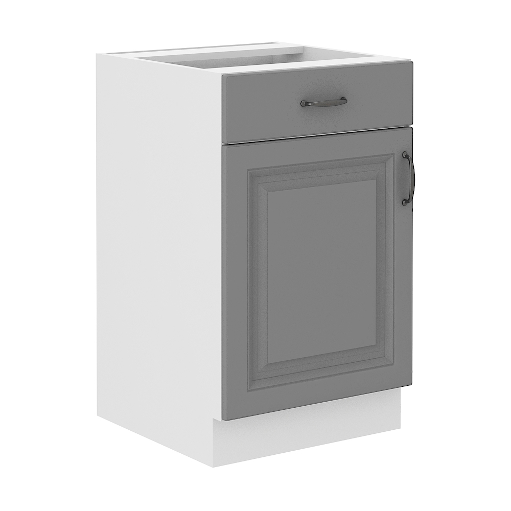 STILO bs | dolní skříňka 50D 1F 1S s policí a zásuvkou | 50 cm | bílá/šedá | UNI dvířka