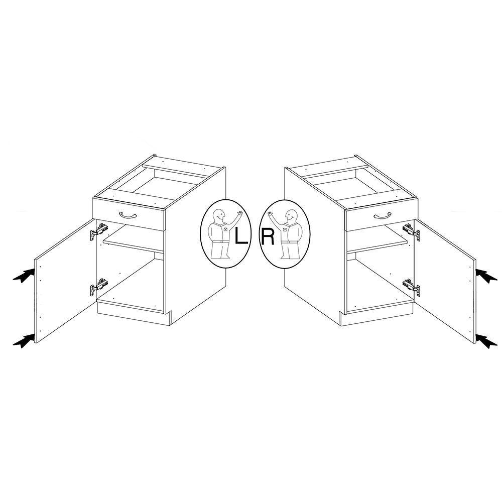 STILO bs | dolní skříňka 50D 1F 1S s policí a zásuvkou | 50 cm | bílá/šedá | UNI dvířka