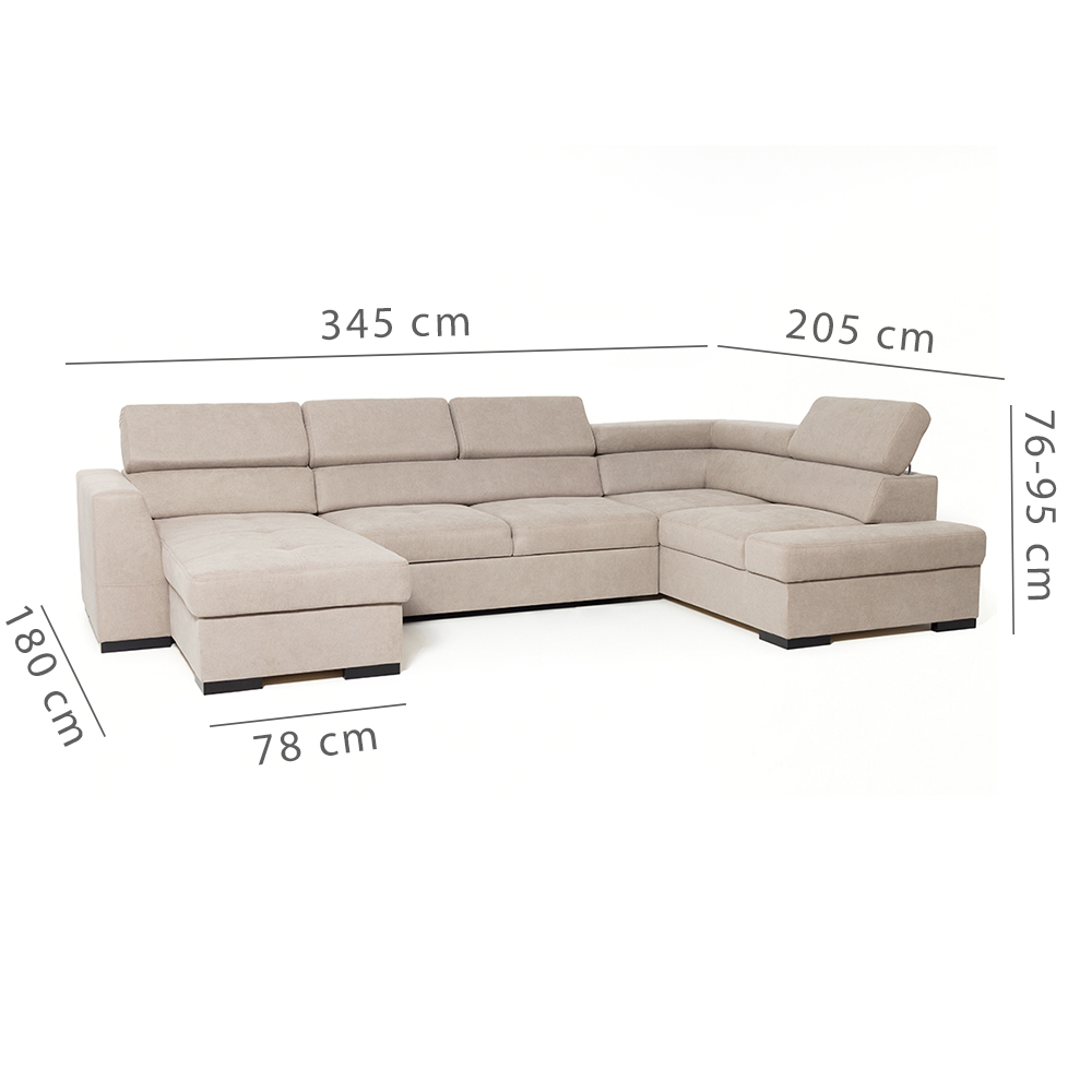 Sedací souprava NEST I | 180x345x205 cm | PRAVÁ | rozkládací | šedá