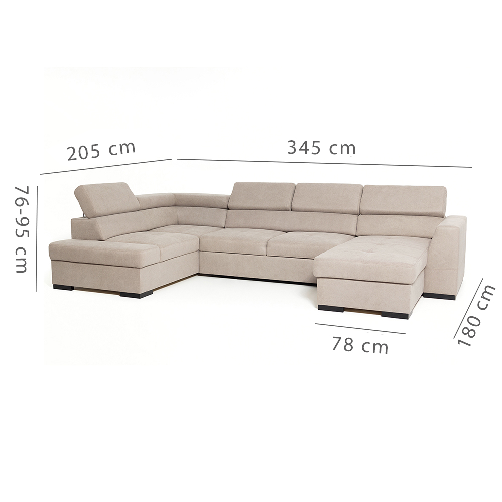 Sedací souprava NEST I | 205x345x180 cm | LEVÁ | rozkládací | šedá | POSLEDNÍ KUS