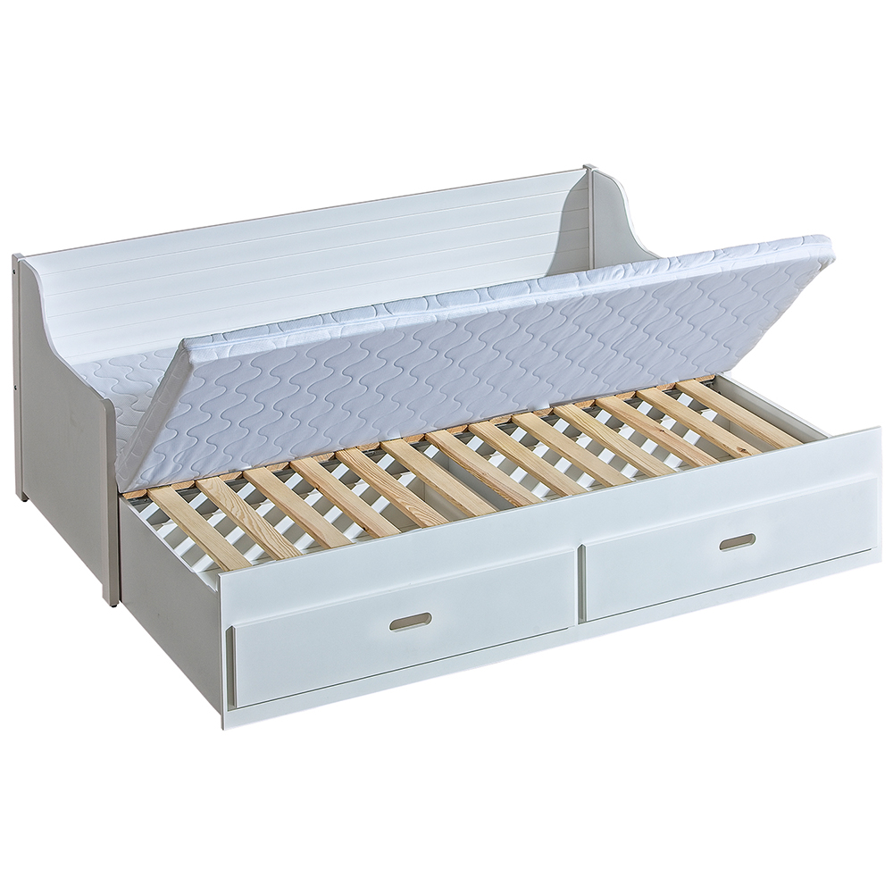 Jednolůžko SIMON | 80x200 | rozkládací | 2x rošt v ceně | DŘEVO MASIV | bílá