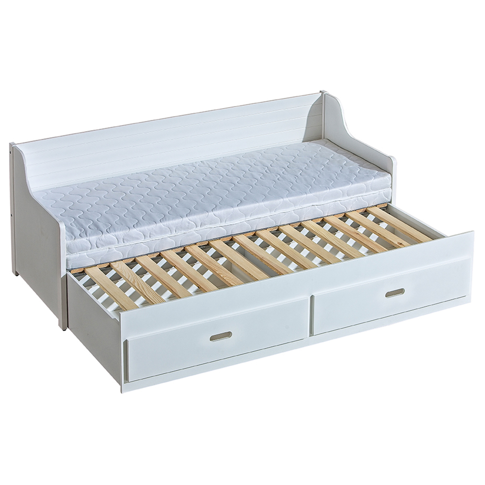 Jednolůžko SIMON | 80x200 | rozkládací | 2x rošt v ceně | DŘEVO MASIV | bílá