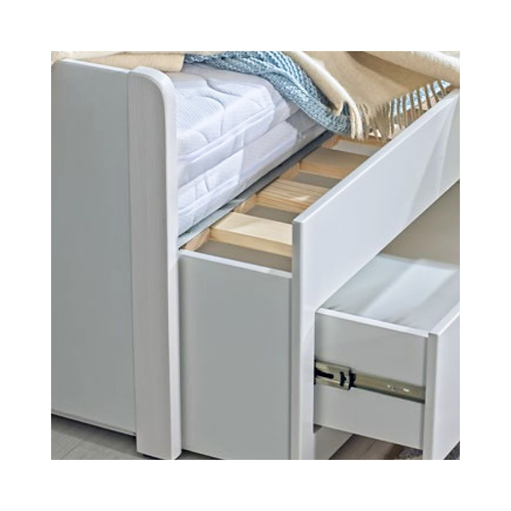 Jednolůžko SIMON | 80x200 | rozkládací | 2x rošt v ceně | DŘEVO MASIV | bílá