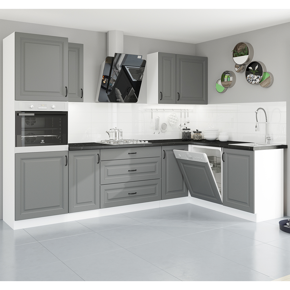 STILO bs | vysoká skříňka 60LO-210 2F na vestavnou lednici | 60 cm | bílá/šedá | UNI dvířka