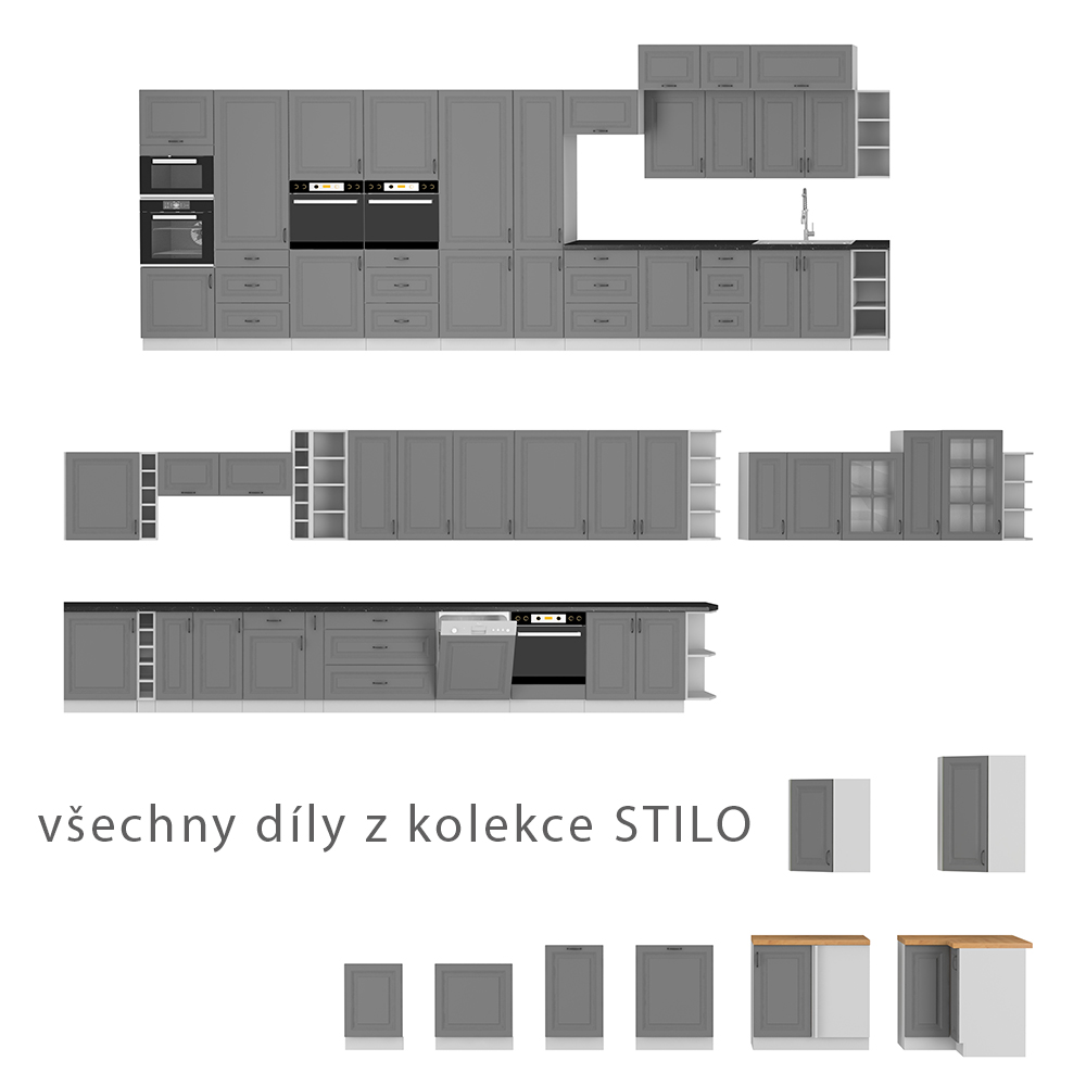 STILO bs | vysoká skříňka 60LO-210 2F na vestavnou lednici | 60 cm | bílá/šedá | UNI dvířka