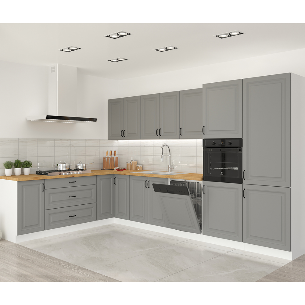 STILO bs | vysoká skříňka 60LO-210 2F na vestavnou lednici | 60 cm | bílá/šedá | UNI dvířka