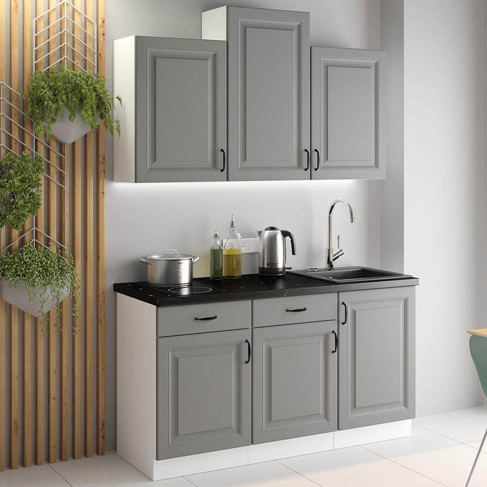 STILO bs | vysoká skříňka 60DP-210 2F na vestavnou troubu | 60 cm | bílá/šedá | UNI dvířka