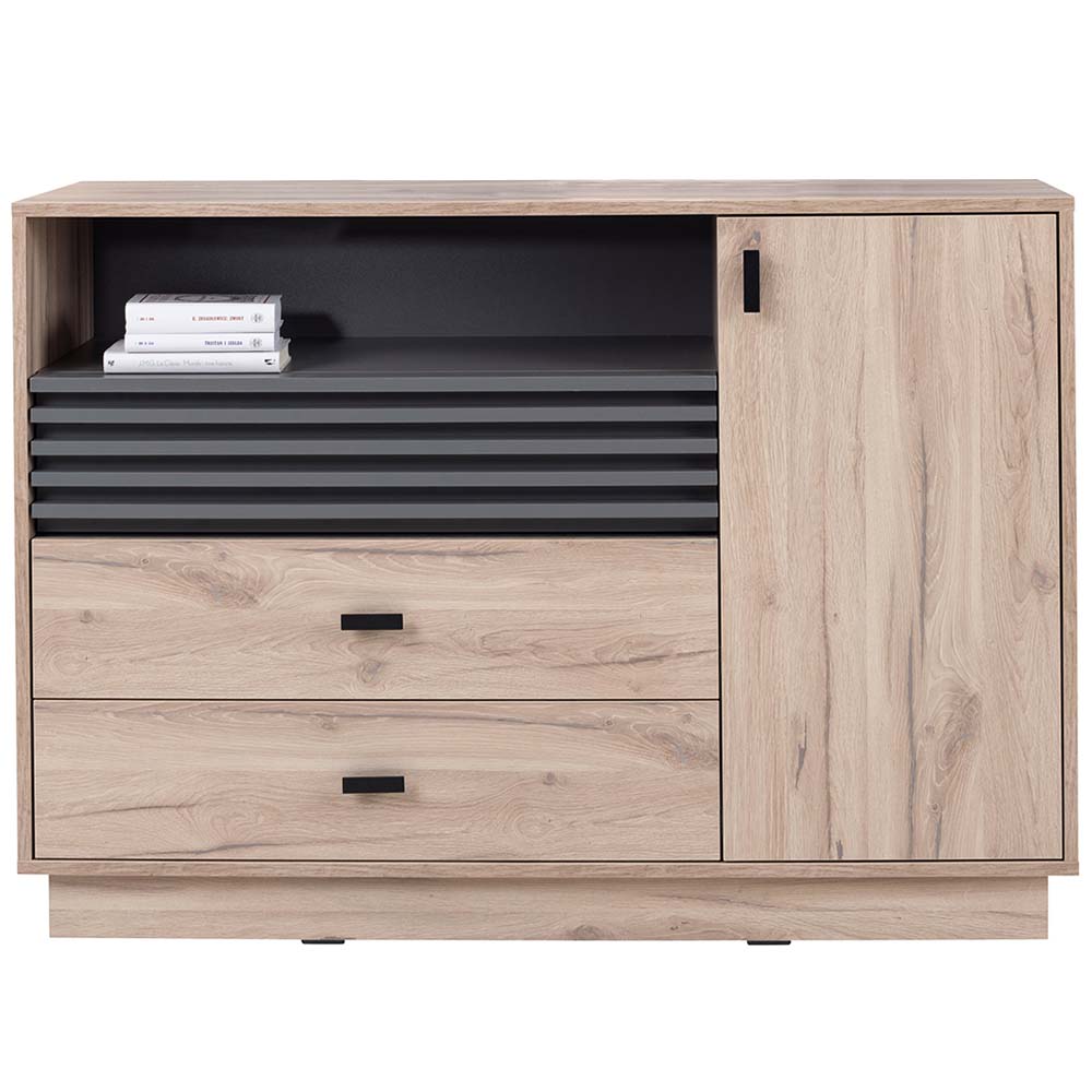 Obývací stěna ALLMO | sestava C | 5 dílů | dub estana/antracit