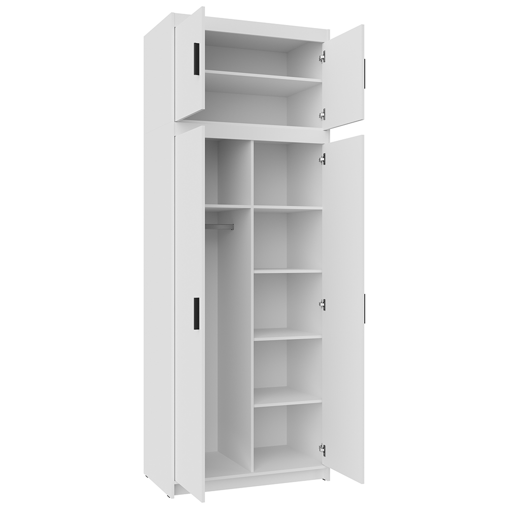 Šatní skříň ELENA 2D + nástavec | 89,7 cm | bílá