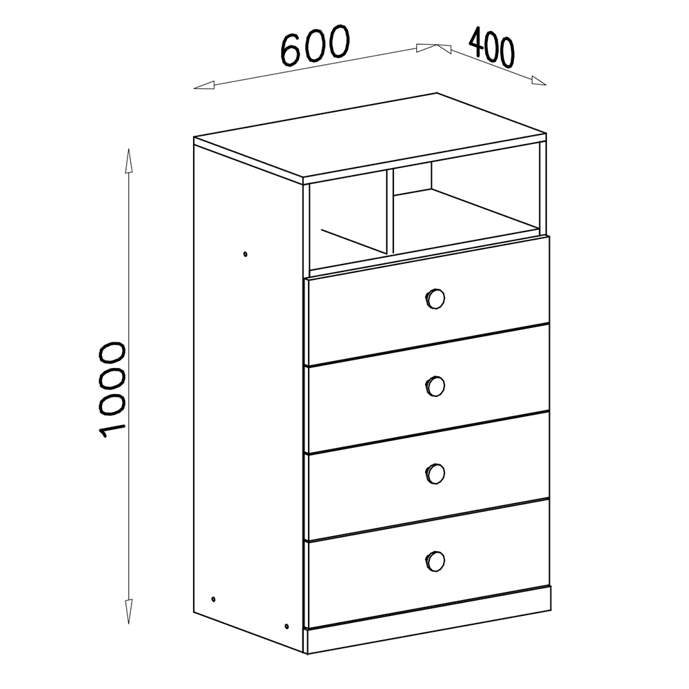 PIXEL | komoda PX10 | 60 cm | se zásuvkami | dub/bílá lux/šedá