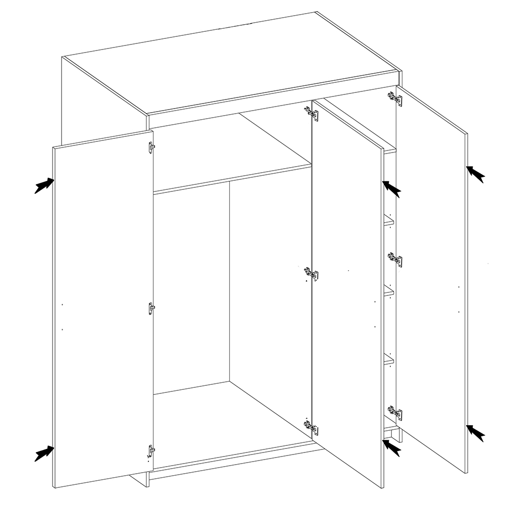 Šatní skříň ELENA 3D + zrcadlo + nástavec | 133 cm | dub lefkas