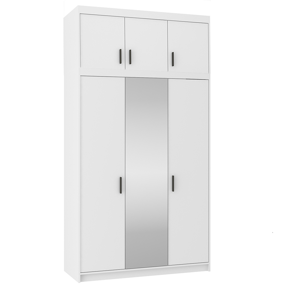 Šatní skříň ELENA 3D + zrcadlo + nástavec | 133 cm | bílá