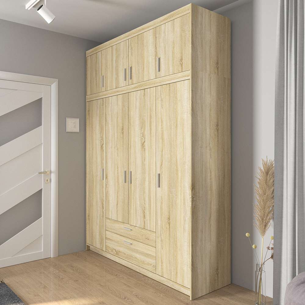 Šatní skříň ELENA 4D 2S + nástavec | 176,3 cm | dub sonoma