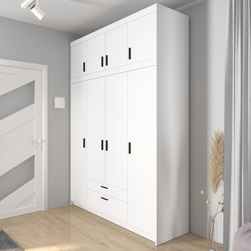Šatní skříň ELENA 4D 2S + nástavec | 176,3 cm | bílá