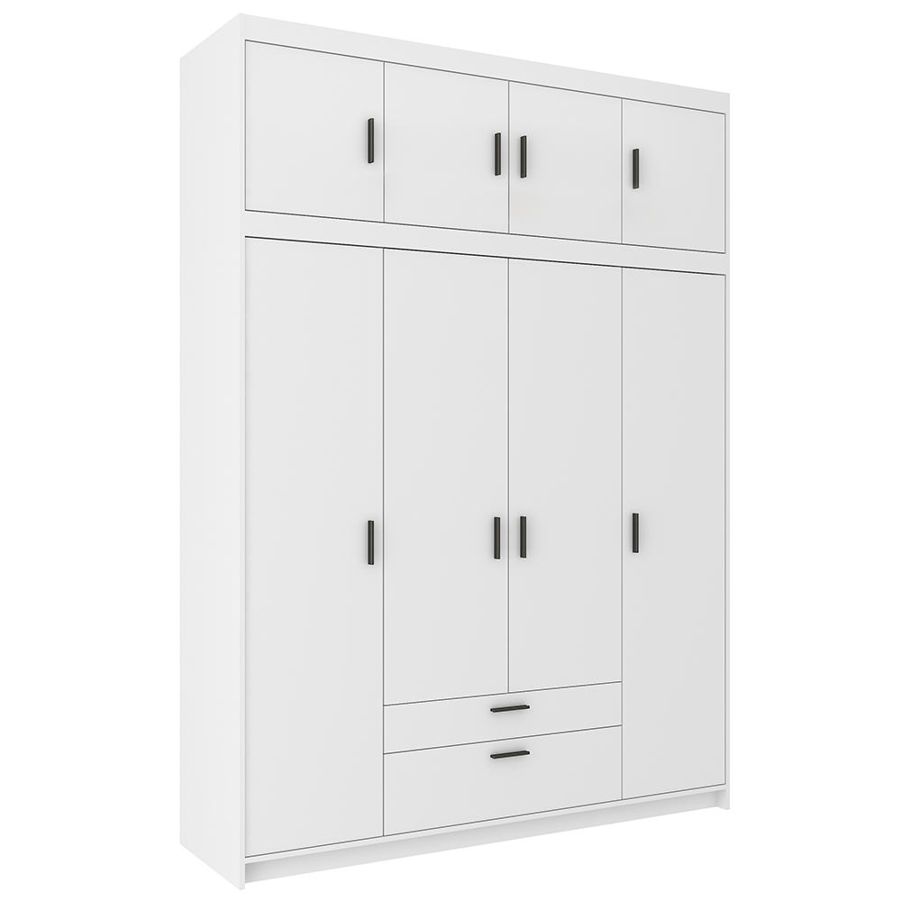 Šatní skříň ELENA 4D 2S + nástavec | 176,3 cm | bílá